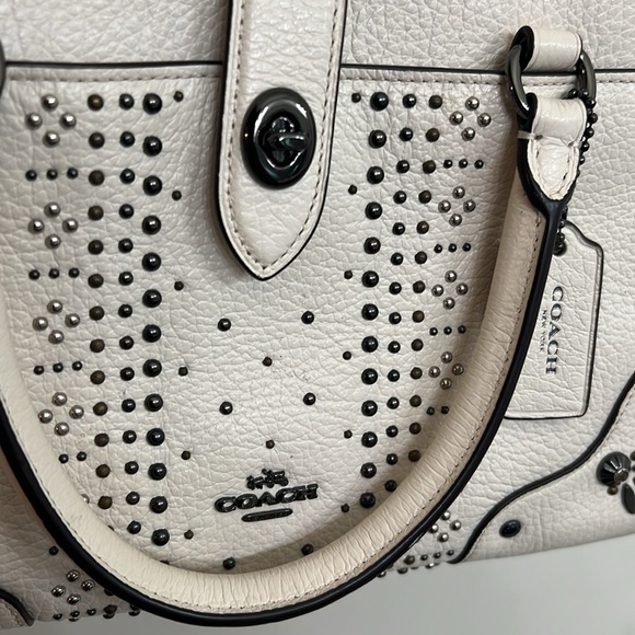 Coach Mercer Satchel 24 Bandana Rivets Chalk F55634 - Picture 3 of 15